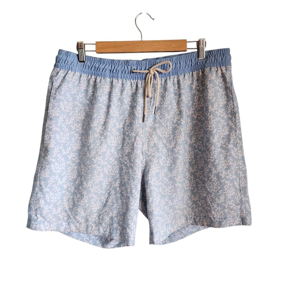 Fair Harbor Shorts Men's 2XL XXL Blue White Lined Swim Trunks